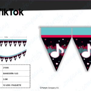 BANDERIN PAPEL 3 METERS - 9 TRIANGLES (20 x 30 cm) DE TIKTOK