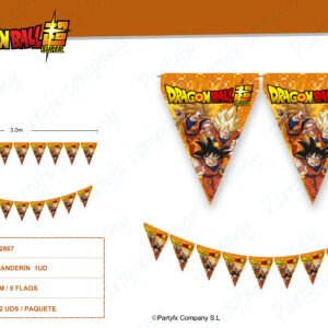 BANDERIN PAPEL 3 METERS - 9 TRIANGLES (20 x 30 cm) DE DRAGON BALL
