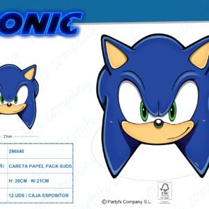 CARETA PAPEL DE SONIC PACK 6UDS