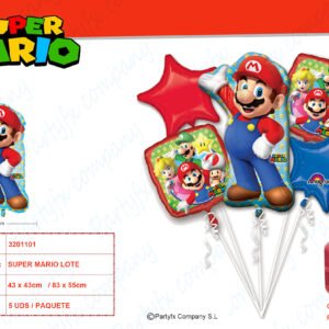 Paquete Mario Bros 5 Globo foil