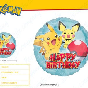 Standard "Pokemon HBD" Globo foil redondo