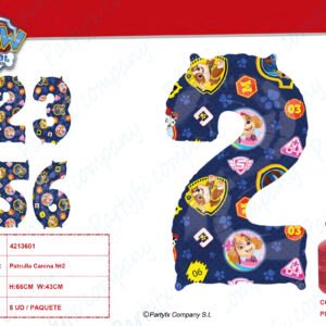 Paw Patrol Number 2 Globo foil 43cm x 66cm