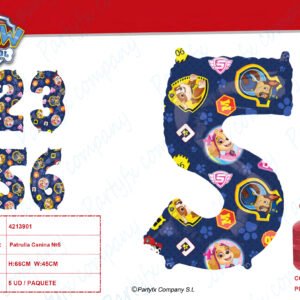 Paw Patrol Number 5 Globo foil 45cm x 66cm