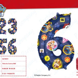 Paw Patrol Number 6 Globo foil 43cm x 66cm