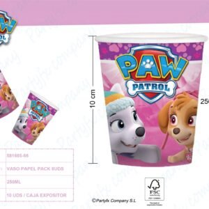 8 Cups Pink Paw Patrol Paper 250 ml