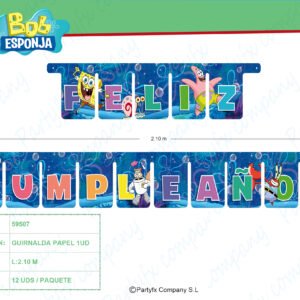 GUIRNALDA PAPEL"FELIZ" 2.1M DE BOB ESPONJA