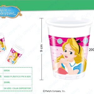 VASOS DE PLASTICO 200ML ALICE IN WONDERLAND PK-8UDS