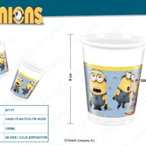 VASOS DE PLASTICO LOVELY MINIONS   PK-8UDS