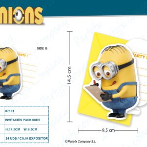 TARJETA DE INVITACION LOVELY MINIONS   PK -6UDS