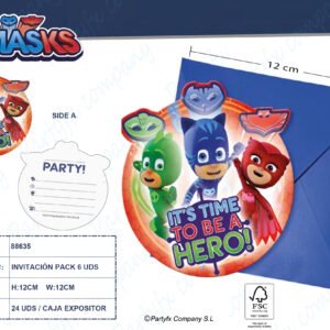 TARJETA INVITACION DE PJ MASK 6UDS