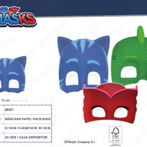 MASCARA PAPEL DE PJ MASK 6UDS