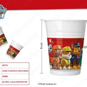 VASOS DE PLASTICO 200ML PAW PATROL READY FOR ACTION PK-8UDS