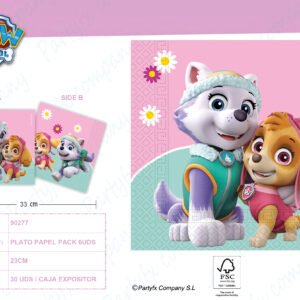 SERVILLETAS DE PAPEL DE 2 CAPAS PAW PATROL SKYE Y EVEREST PK 20UDS