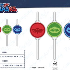 PAJITAS PAPEL DE PJ MASK 4UDS