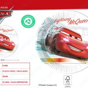 ?PLATOS DE PAPEL COMPOSTABLE  20CM CARS HIGH SPEED ?  PK-6UDS