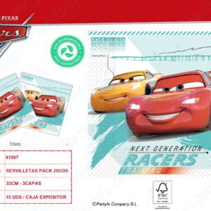 ?SERVILLETAS COMPOSTABLE 3CAPAS CARS HIGH SPEED ?   PK-20UDS