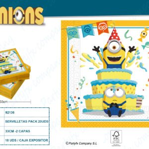 SERVILLETAS PAPEL FSC 2CAPAS MINIONS II THE RISE OF GRU 20UDS