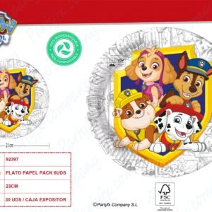 ? PLATOS DE PAPEL COMPOSTABLE 23CM PAW PATROL YELP ? PK -6UDS