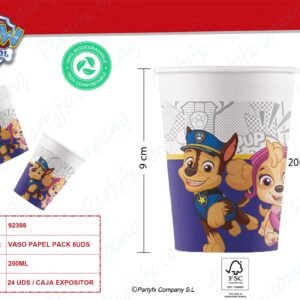 ? VASOS DE PAPEL COMPOSTABLE 200ML PAW PATORL ? PK -6UDS