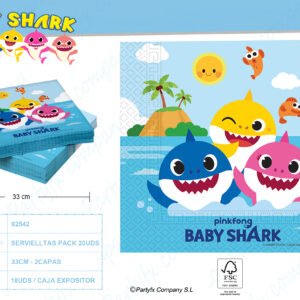 SERVILLETAS DE PAPEL 2CAPAS BABY SHARK? PK-20UDS