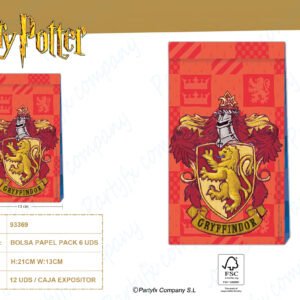 BOLSA DE REGALO PAPEL HARRY POTTER HOGWARTS 6UDS