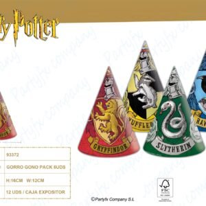 GORRO CONO DE PAPEL DE HARRY POTTER PACK6UDS