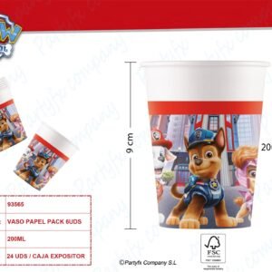 VASO PAPEL 200ML FSC PAW PATROL THE MOVIE 6UDS