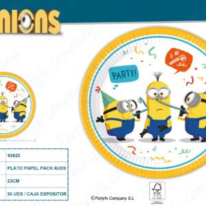 ?PLATOS DE PAPEL 23CM MINIONS NEXT PK-6UDS