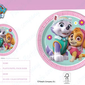 PLATOS DE PAPEL 20CM PAW PATROL SKYE Y EVEREST PK -6UDS