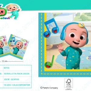 SERVILLETAS DE PAPEL COCOMELON DEC PK-20 UDS