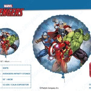GLOBOS DE FOIL AVENGERS INFINITY STONES MARVEL 46CM