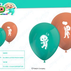 GLOBO LATEX 30CM DE COCOMELON PACK 8UDS