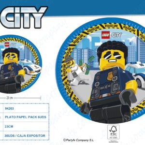 PLATOS DE PAPEL 23CM LEGO CITY?PK-6UDS
