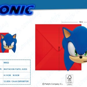 6 Invitacion de papel Sonic sega