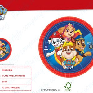 8 Platos Paw Patrol redondo  papel  23 cm