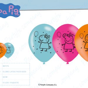 6 Latex Balloons Peppa Pig 23c