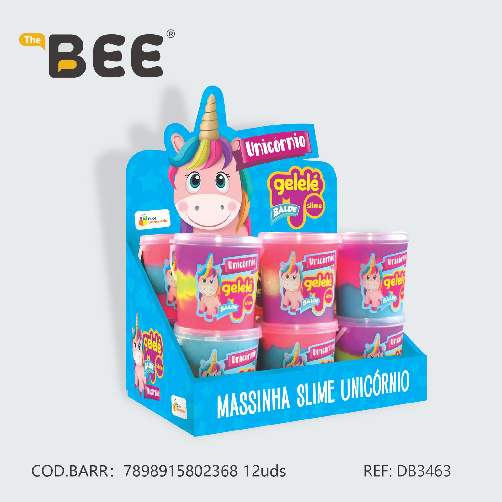 Gelelé Slime Balde 457g 3x12 Unicórnio