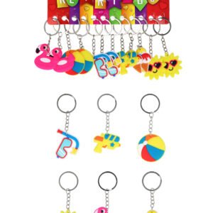 SUMMER KEYCHAINS 12-PACK (5CM) 6 ASSORTED DESIGNS
