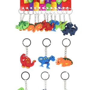 DINOSAUR KEYCHAINS 12-PACK (5CM) 6 ASSORTED DESIGNS
