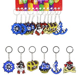 PIRATE KEYCHAINS 12-PACK (5CM) 6 ASSORTED DESIGNS