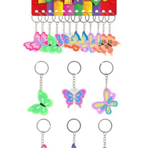 BUTTERFLY KEYCHAINS 12-PACK (5CM) 6 ASSORTED DESIGNS