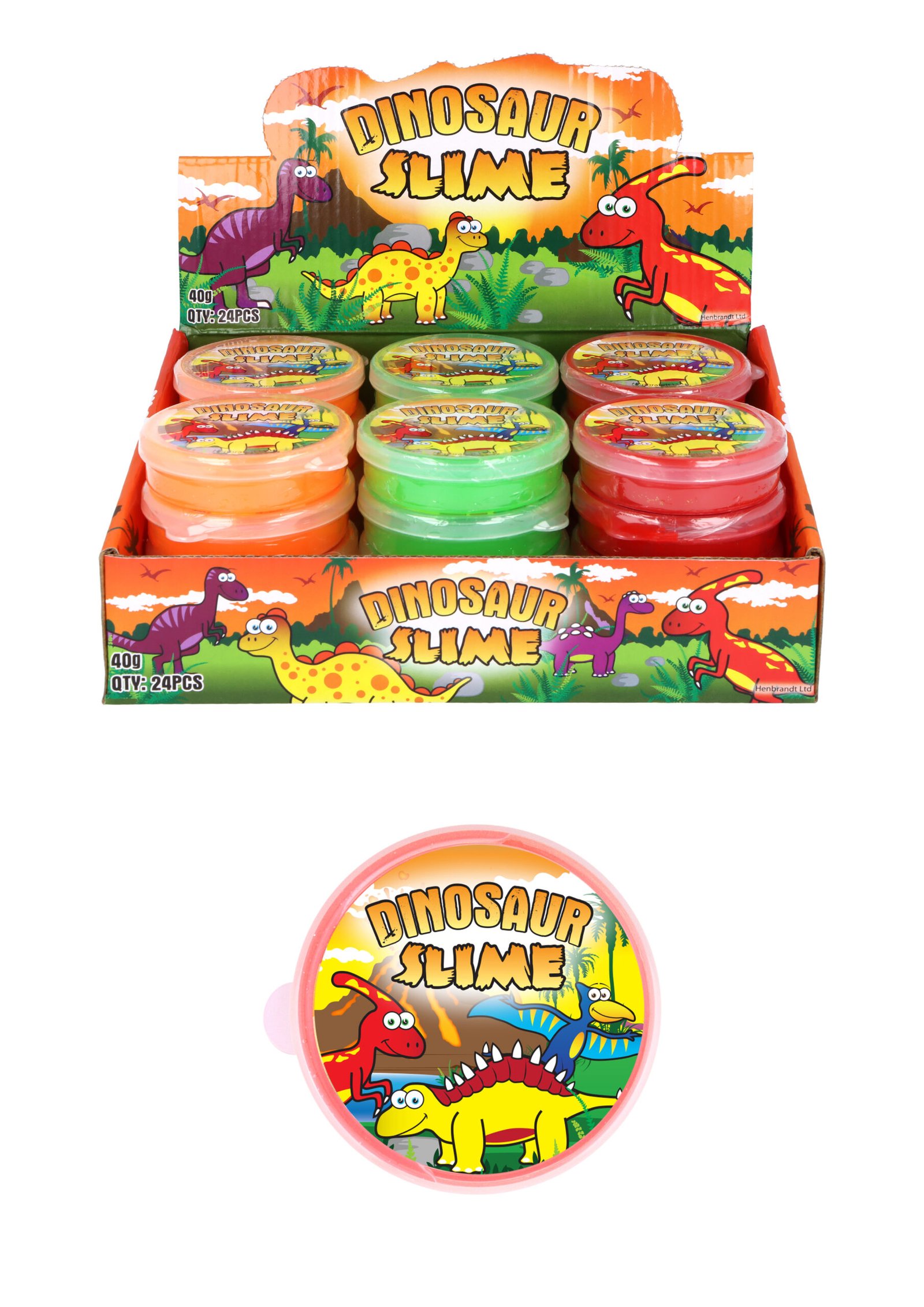 DINOSAUR SLIME TUBS (7CM X 2CM) 3 ASSORTED COLOURS
