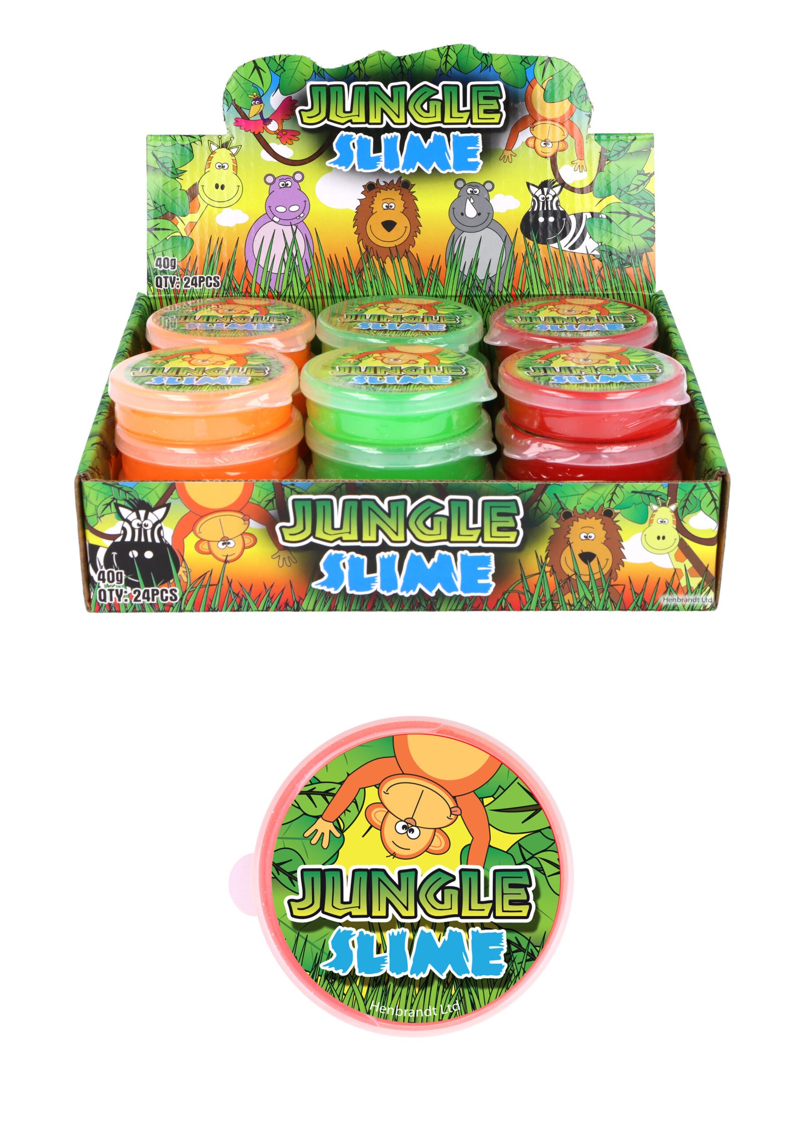 JUNGLE ANIMAL SLIME TUBS (7CM X 2CM) 3 ASSORTED COLOURS