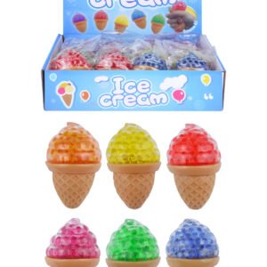 SQUEEZE ICE CREAM W/BEADS 7.5CM 6ASTD