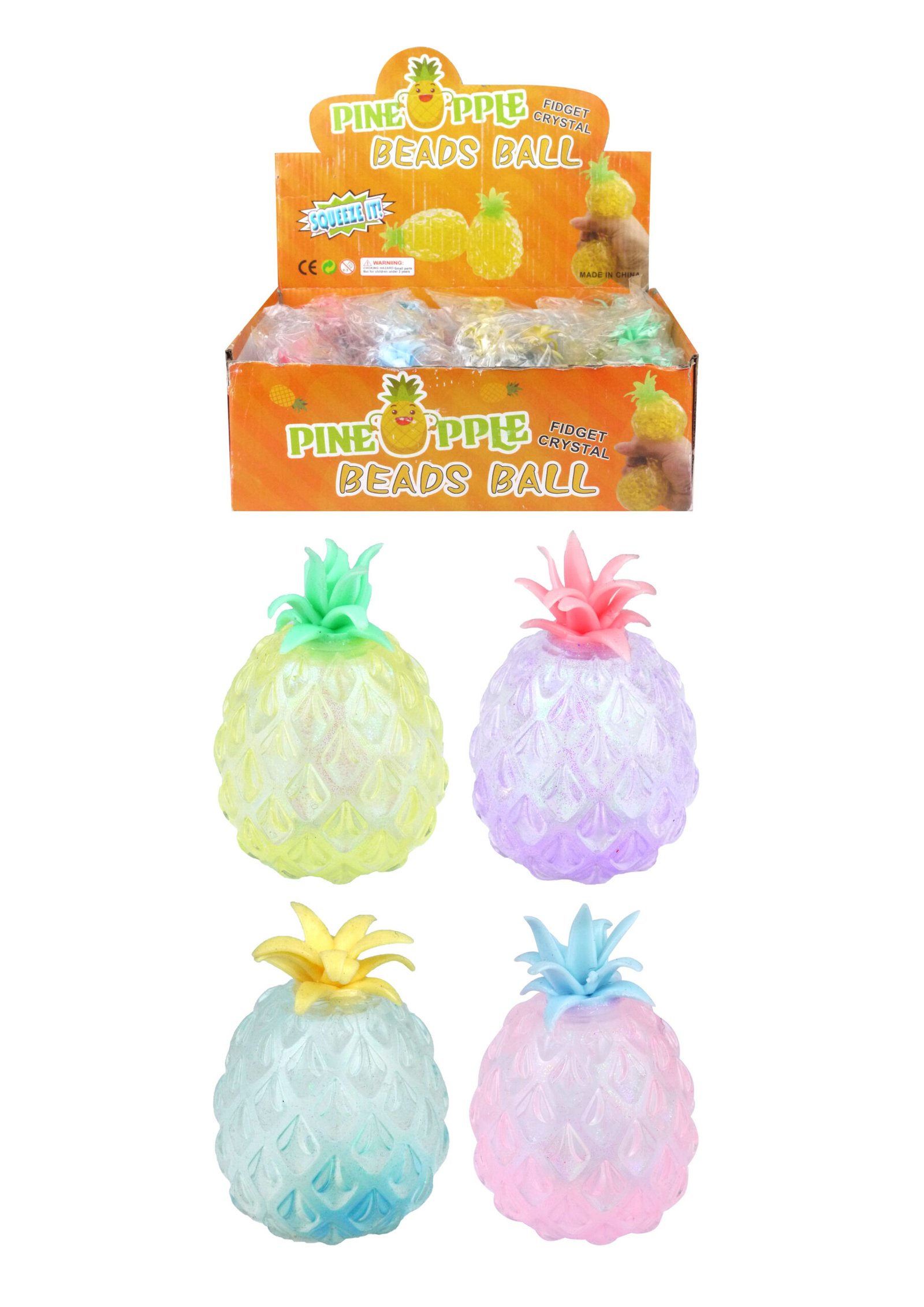 SQUEEZE PINEAPPLE 11CM 4 ASTD COLS