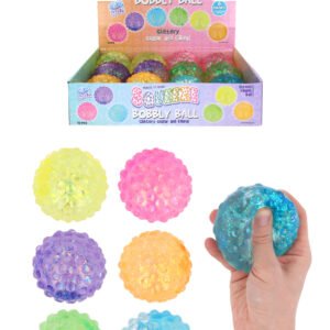 SQUEEZE BOBBLY BALL W/SUGAR 7CM 6 ASTD COLS